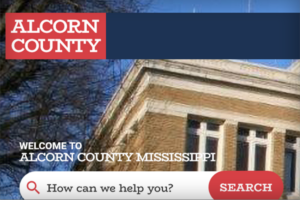 Website screenshot of Alcorn County